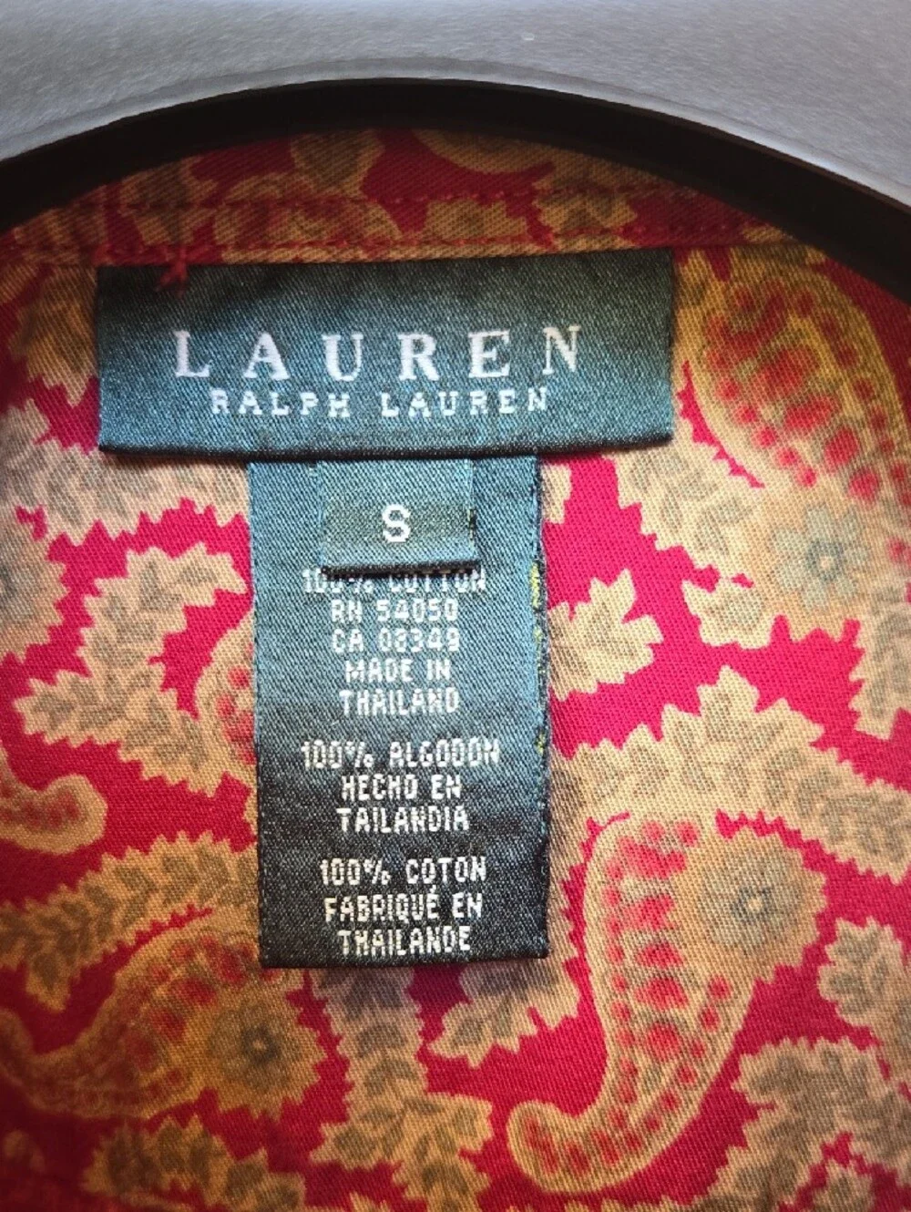 Ralph Lauren Red and Gold Paisley Button-Down Shirt - Picture 2 of 8